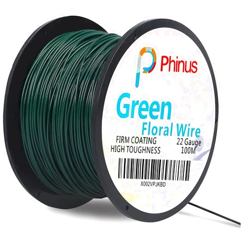 Phinus Floral Wire, 110 Yards 22 Gauge Green Florist Wire, Flexible Green Wire Paddle Wire for Crafts, Christmas Wreaths Tree, Garland and Floral Flower Arrangements