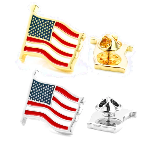 Gleensttys American Flag Pin for Suit 2PCS Gold and Silver US Flag Pins for backpacks Metal Men&Women Veterans Commercial Police and Government Employee Badg