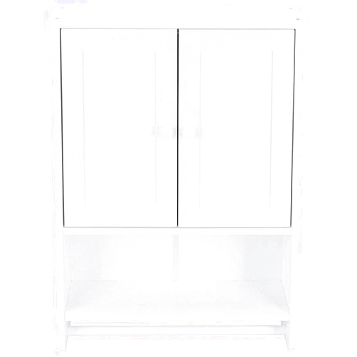 Wegi King Wall Mounted Cabinet,Bathroom/Kitchen Wall Mounted Cabinet White Double Door & Hanging Bar Storage Cupboard