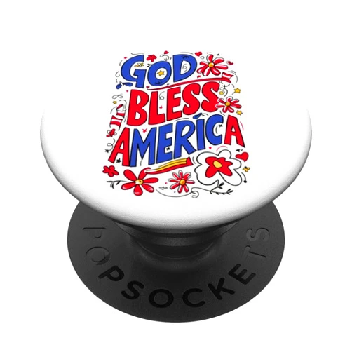 America Independence Day Jesus Christ Women Kids God Bless America Patriotic USA Flag Christian 4th of July PopSockets Standard PopGrip