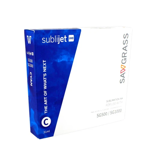 Sawgrass SubliJet UHD Sublimation Ink for Sawgrass SG500 & SG1000 - Cyan - Regular Capacity Cartridge (31ml) Bundle with 1 roll SUBLIMAX Brand Tape. Original Sawgrass Ink Cartridge - Made in U.S.A.