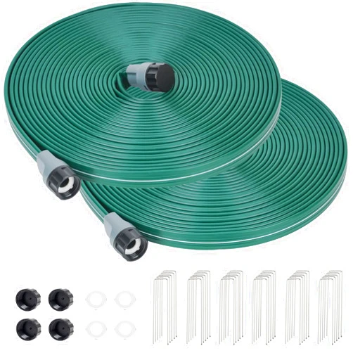 DXront Sprinkler Soaker Hose 50ft 2Pack for Garden Lawn, Watering Hose with Holes, High-Efficiency Water-Saving Garden Irrigation System, Drip Hose Sprinkler