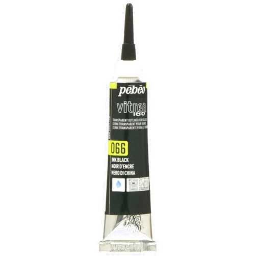 Pebeo Vitrea 160 Outliner Water-Based Acrylic Paint for Glass (Oven Fired), Black, 66