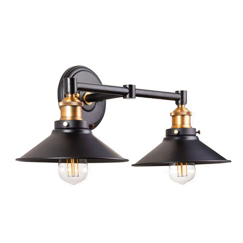 Linea di Liara Andante 2 Light Bathroom Vanity Light Industrial Gold and Matte Black Bathroom Light Fixtures Above Mirror Bathroom Light Farmhouse Vanity Lights for Bathroom Lighting, Bulb Included