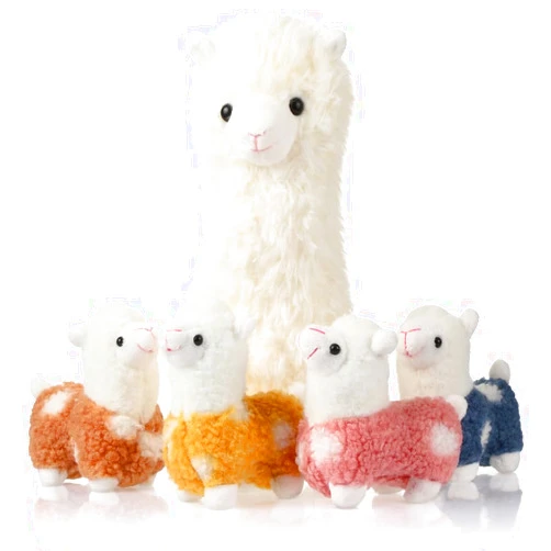 Civaner Llama Stuffed Animal with 4 Baby Llama Cute Alpaca Plush Set Kawaii Llama Soft Pillow Appreciation Gift Operation Christmas Party Favor for Kids Girl Birthday Anniversary Student Home Decor