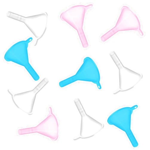 Andibro 10 Pcs Plastic Tiny Small Funnel, Mini Funnel Spout Refillable Cosmetic Container Funnels for Filling Bottles Jars Perfumes Powder Funnels Essential Oils Shampoo Sand Art Lab Bottles