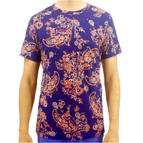 ROCK ATOLL Men's Colorful Novelty Bug Floral All Over Print Crew-Neck Tee T-Shirt (Medium, Colorful Paisley Print)