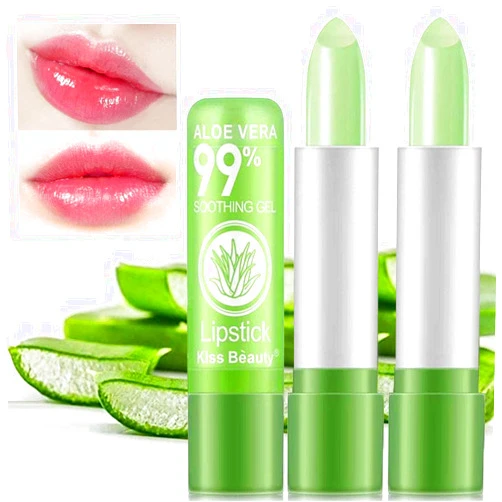 firstfly 2 Pack Aloe Vera Lipstick, Long Lasting Nutritious Lip Balm Lips Moisturizer Magic Temperature Color Change Lip Gloss