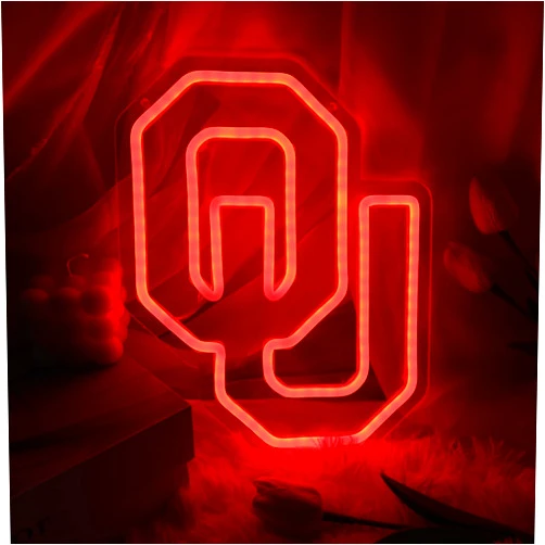 YWYOOQUA Oklahoma Football Neon Sign USB Powered for Room Decor,OU Neon Sign Dimmable LED Neon Light Sign for Man Cave Sports Studio Bar Wall Art, Sooners Neon LED Sign for Game Room Birthday Gift 9.2*11.6 In