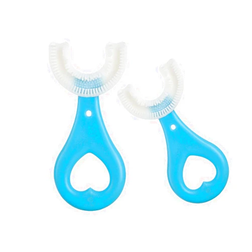 Claiol 2 Pcs U-Shaped Kids Toothbrush, Premium Soft Manual Training Toothbrush for Kids 2-6 Years Old. (Blue)