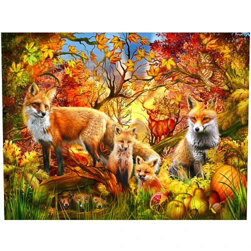 Vermont Christmas Company Autumn Foxes Jigsaw Puzzle 550 Piece