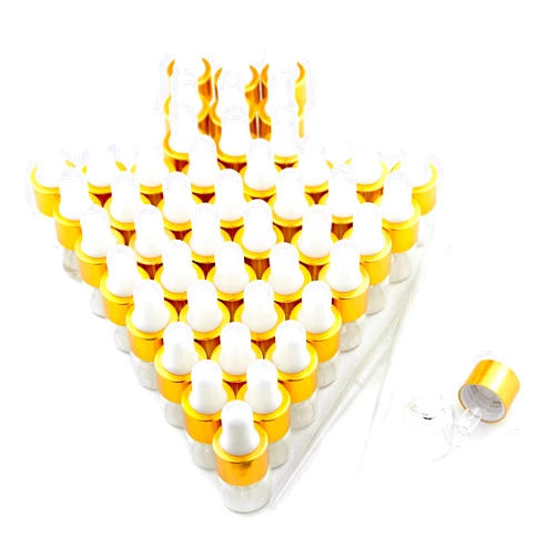 Easeen 50 Pcs Sample Dropper Bottles, 1ml Clear Mini Dropper Bottles with 2 Pcs Plastic Droppers for Traveling Essential Oils DIY Cosmetic Liquid Sample Perfume