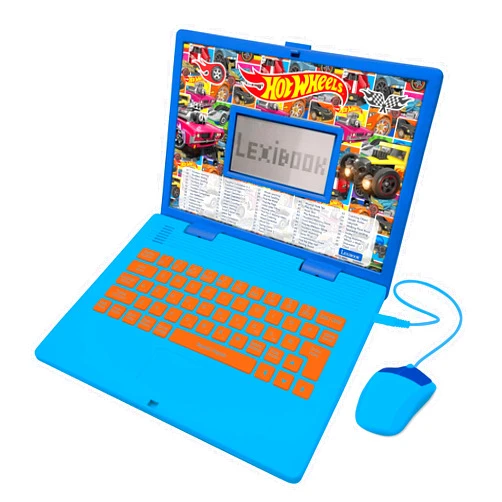 Lexibook Hot Wheels, Educational and Bilingual Laptop in English/Spanish, Toy for Children with 124 Activities to Learn, Play Games and Music, Blue, JC598HWi2