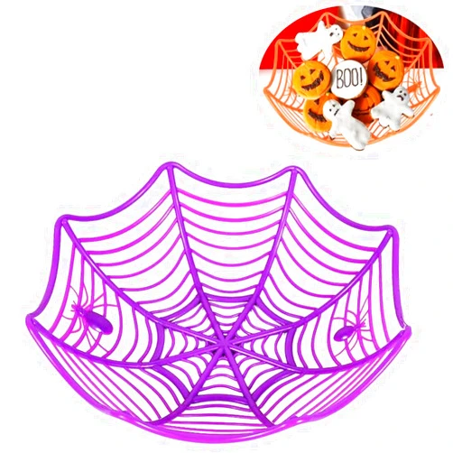 Yuantai Halloween Spider Web Basket Bowls,Halloween Decorations,Halloween Spider Web Plastic Baskets Bowls,Halloween Candy Bowl Hand Grabbing Candy Holder, Bowls for Halloween Party Supplies(Purple)
