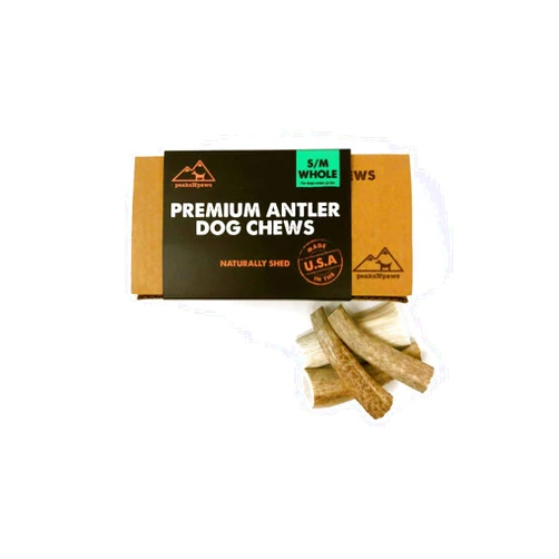 PeaksNpaws Premium All-Natural Grade A Elk Antlers for Dogs No Additives, No Preservatives Treat - Made in USA (Small/Medium)