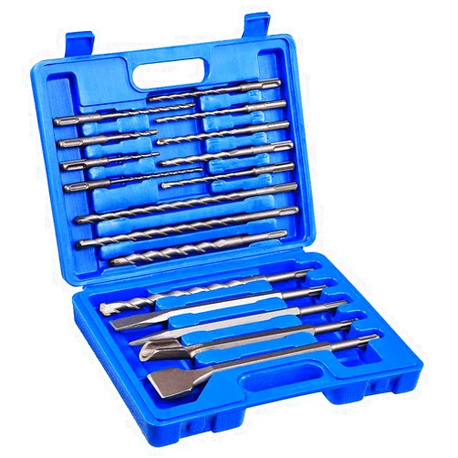 COMOWARE Rotary Hammer Drill Bits Set & Chisels- SDS Plus Concrete Masonry Hole Tool 17pcs with Storage Case