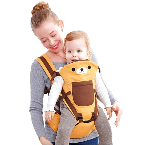 PLGNQY Baby Carrier 10 in 1 Ergonomic Infant Carrier with Hip Seat Kanga Bag Front and Back Baby Holder Newborn to Toddler 7-53lbs One Size Baby Carrier - Brown