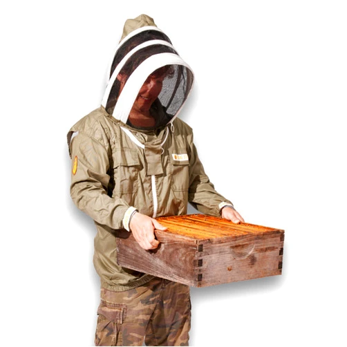 Sting Stopper Performance Beekeeping Jacket - Ultra Light Weight, UV Protection and Ventilated, Quick on and Off Design with Velcro and Elastic Cuffs for Beekeepers - Large, Olive Green