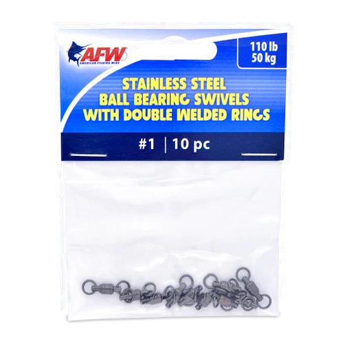AFW American Fishing Wire Stainless Steel Ball Bearing Swivels with Double Welded Rings