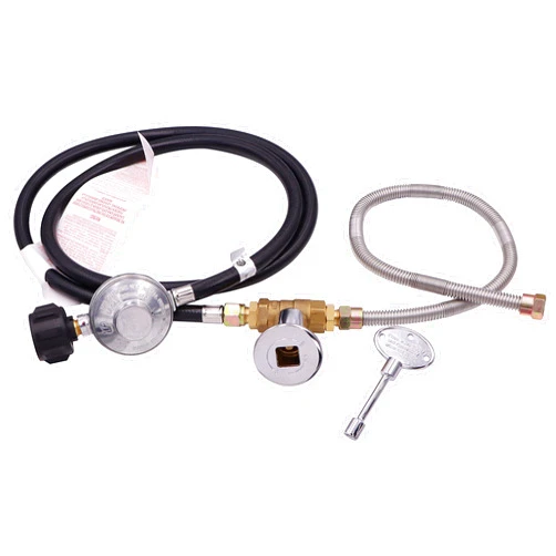 METER STAR Propane Fire Pit/Fireplace Parts Propane Gas Control Valve System Regulator Valve with Hose and Key Kit,Max 90,000 BTU
