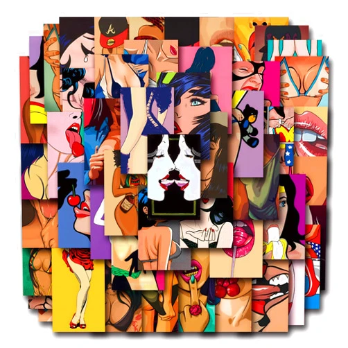 WASHBO 50Pcs Sexy Girl Stickers for Teens Adults, Anime Sexy Body for Water Bottle, Cool Adults Pack, Waterproof Vinyl Stickers for Laptop Skateboard Journaling Scrapbooking (Girl)