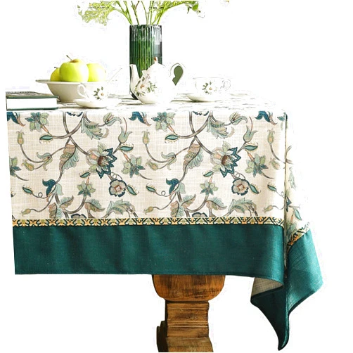 patdrea Designer Floral Linen Table Cloth Durable Breathable Table Cover Decoration Kitchen Dining Tablecloth for Rectangle Tables for Kitchen Dining Parties,Holiday,Patio, 63