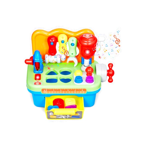 VEVOR Musical Workbench Toy, Sounds & Lights, Musical Learning Workbench for Toddler Age 2 Years and Up, Baby Pretend Play Tool Set, Infant Shape Sorter Activities, Kids Pounding Game, Boys & Girls