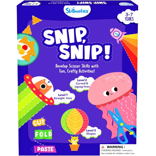 Skillmatics Scissor Skills Activity Book - Snip, Snip, Art & Craft Kit for Kids, 2 Child-Safe Scissors, 25 Fun Activities, TikTok Viral Sensation, Gifts for Girls & Boys Ages 3, 4, 5, 6, 7