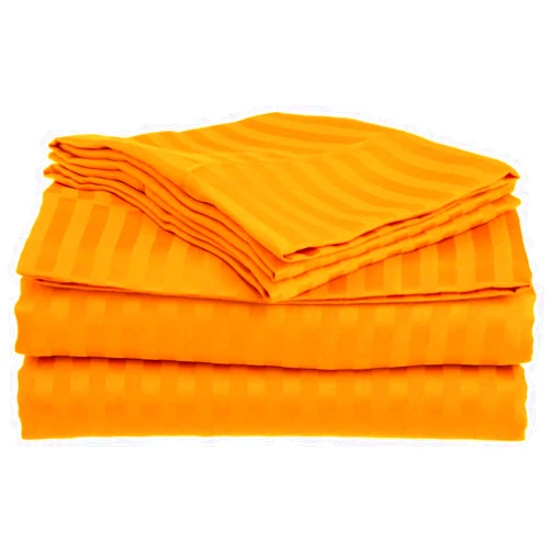 Aspire Linen True Luxury Pure Heavy Rich Combed Cotton 4-Piece Bed Sheets Set Full Size Fits mattresses Upto 7-9” deep Pocket – Sateen Weave (Stripe, Orange)