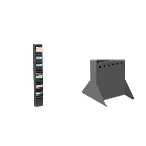Safco Products 4322BL Steel Magazine Rack, 23 Pocket, with 4323BL floor standing base, Black