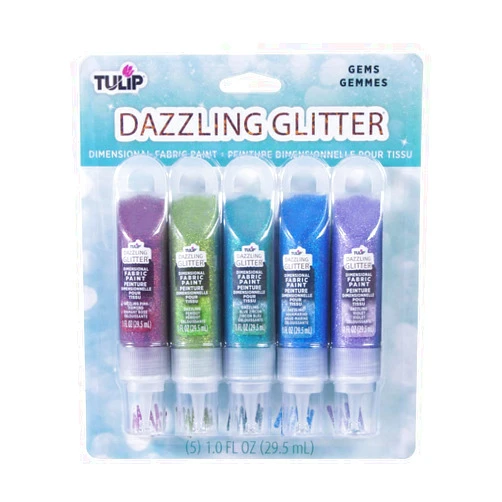 Tulip Dimensional Paint Kits 40383 Dfpt Multi Dazzling Glitter 5Pk 1Oz Gems, 1.0 Fl Oz (Pack of 5), As Detailed