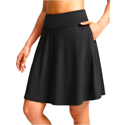 SANTINY 20'' Knee Length Skorts for Woman 4 Pockets High Waisted Women's Tennis Golf Skirts Long Athletic Skirt with Shorts