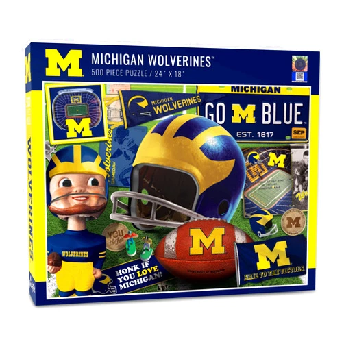 YouTheFan NCAA Michigan Wolverines Retro Series Puzzle - 500 Pieces, Team Colors, Large