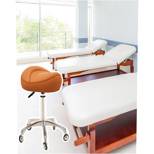 TUJOBA Saddle Chair Massage Clinic Saddle Rolling Swivel Chair, Adjustable Height Ergonomic Office Stool, Nail-Tech/Hair Stylist with Smooth Gliding Casters (Color : Brown)