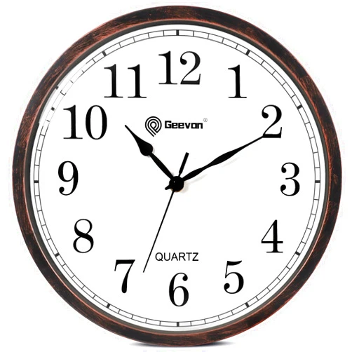 Geevon Retro 12 Inch Wall Clock Silent Non Ticking, Analog Rustic Vintage Clock Quartz, Decorative Battery Operated Wall Clock for Kitchen/Office/Classroom/Bedroom/Living Room Decor