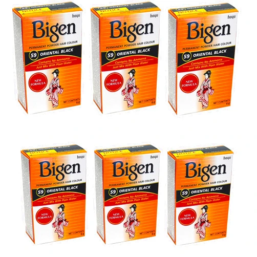 Bigen Permanent Powder Hair Color 59 Oriental Black 1 ea (Pack of 6)