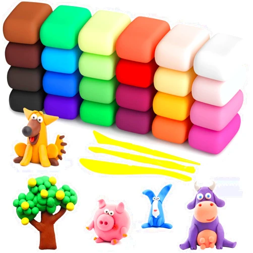 Ecurfu Air Dry Clay 24 Colors, Modeling Clay for Kids, DIY Molding Clay with Tools, Toy Gifts for Kids