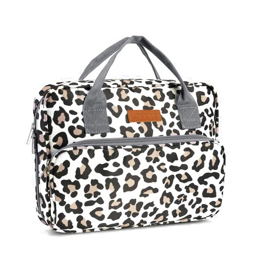 Losong Bible Cover for Women, Medium Bible Carrying Book Case with Handle & Multi-Pockets Organizer for Girls Gifts, Fits for Study Bible Bag (Patent Design Leopard)