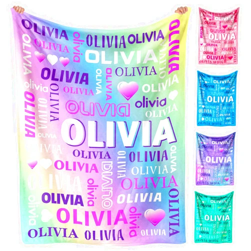 Baosity Personalized Custom Name Blanket for Kids & Babies - Unique Rainbow Baby Gifts for Birthday, Christmas & Memorial Day