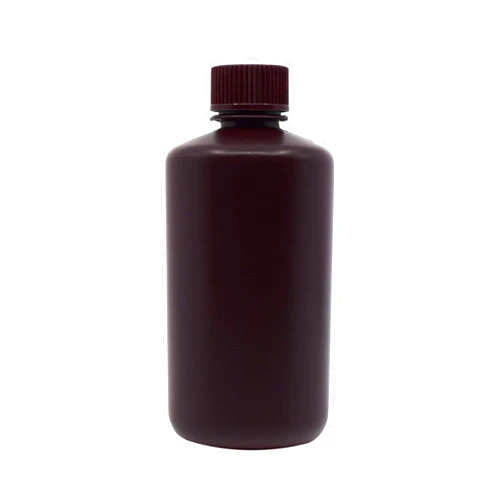 EISCO Reagent Bottle, Amber, 250mL - Narrow Mouth with Screw Cap - HDPE Labs