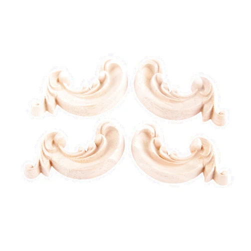 MUXSAM Wood Carved Appliques, 2-Pair Unpainted Corner Woodcarvings Decals Onlays for Mirrors Walls Doors Cabinet Dresser Mantel Fireplace Bed Cupboard Frame DIY Craft Project, 6x6cm/2.36