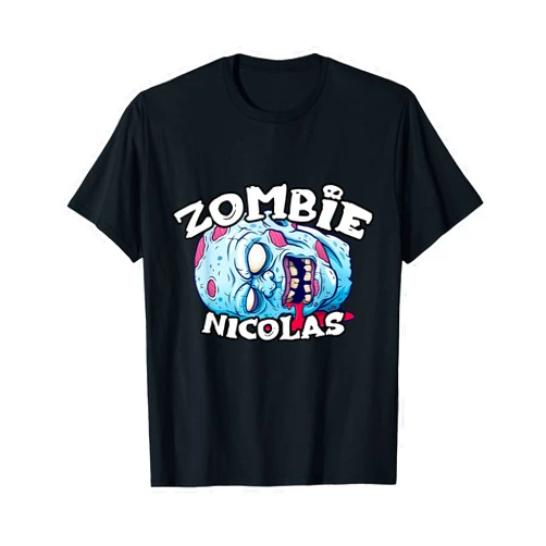 Halloween Designs By ShirtZilla Zombie Nicolas T-Shirt Halloween Simple Costume T-Shirt