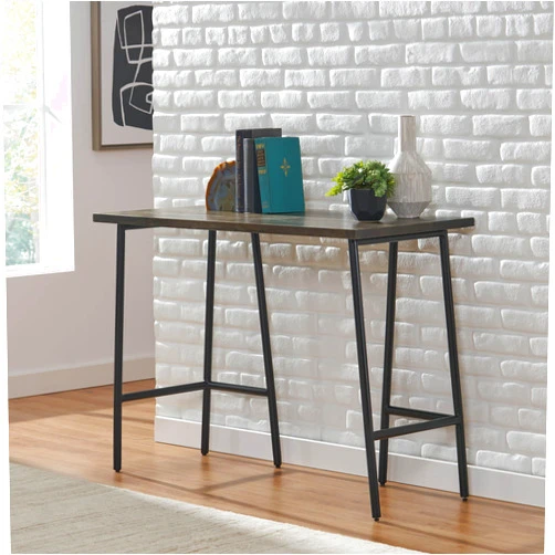 HESIEU Multi-Functional Console Table with Geometric Metal Frame - Perfect for Entryway, Hallway, Living Room & Office - Stylish Sofa Table with Industrial Appeal, Brown