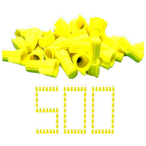 Dicio Yellow Winged Wire Connectors Nuts 500 PCs, Dicio Twist Wire Cap Electrical Connectors UL Listed Screw-On Electrical Connectors Kit 18-10 AWG for Connect Electrical Wiring
