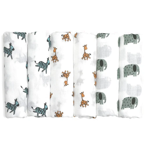 GLLQUEN BABY Receiving Blanket Boy Cotton Muslin Swaddle Blankets Girl Newborn Squares Breathable & Soft Thin Baby Blankets Cloths Double Absorbent Infant Swaddling Wrap - 6 Pack (Giraffe)