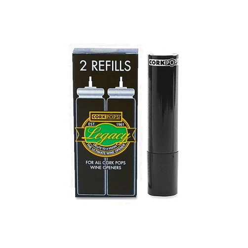 Cork Pops Wine Bottle Opener Refill Cartridges 2 Per Box- Eco-Friendly Low-Pressure, Fits All Cork Pops Models Opens 60-80 Bottles Per Cartridge 1 Box