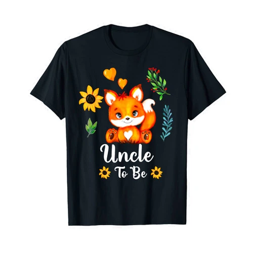 Fox Baby Shower For Future Uncle Of Boy Or Girl Uncle to Be Fox Forest Animal Baby Shower Cute Announcement T-Shirt