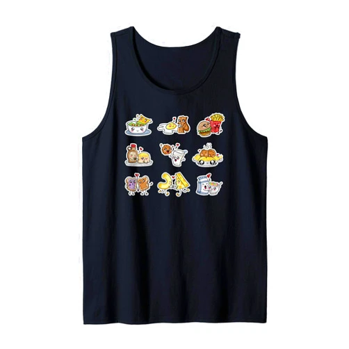 Food is my Valentine by PixelFox Funny Food Couples Gift Bacon Eggs Guac Chips Mac N Cheese Tank Top