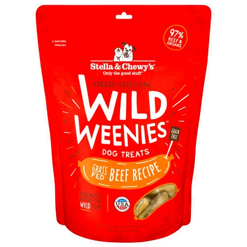 Stella & Chewy's Freeze-Dried Raw Wild Weenies Dog Treats - High-Protein Training Treats for Dogs & Puppies - All-Natural Grass-Fed Beef Recipe with 97% Meat & Organs - USA Made - 11.5 oz Bag