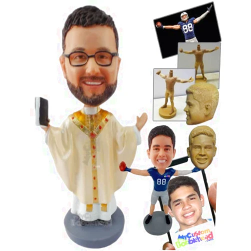 MyCustomBobblehead.com Custom Bobblehead Religious Priest Praising The Lord - Wedding & Couples Priests & Officiants Person